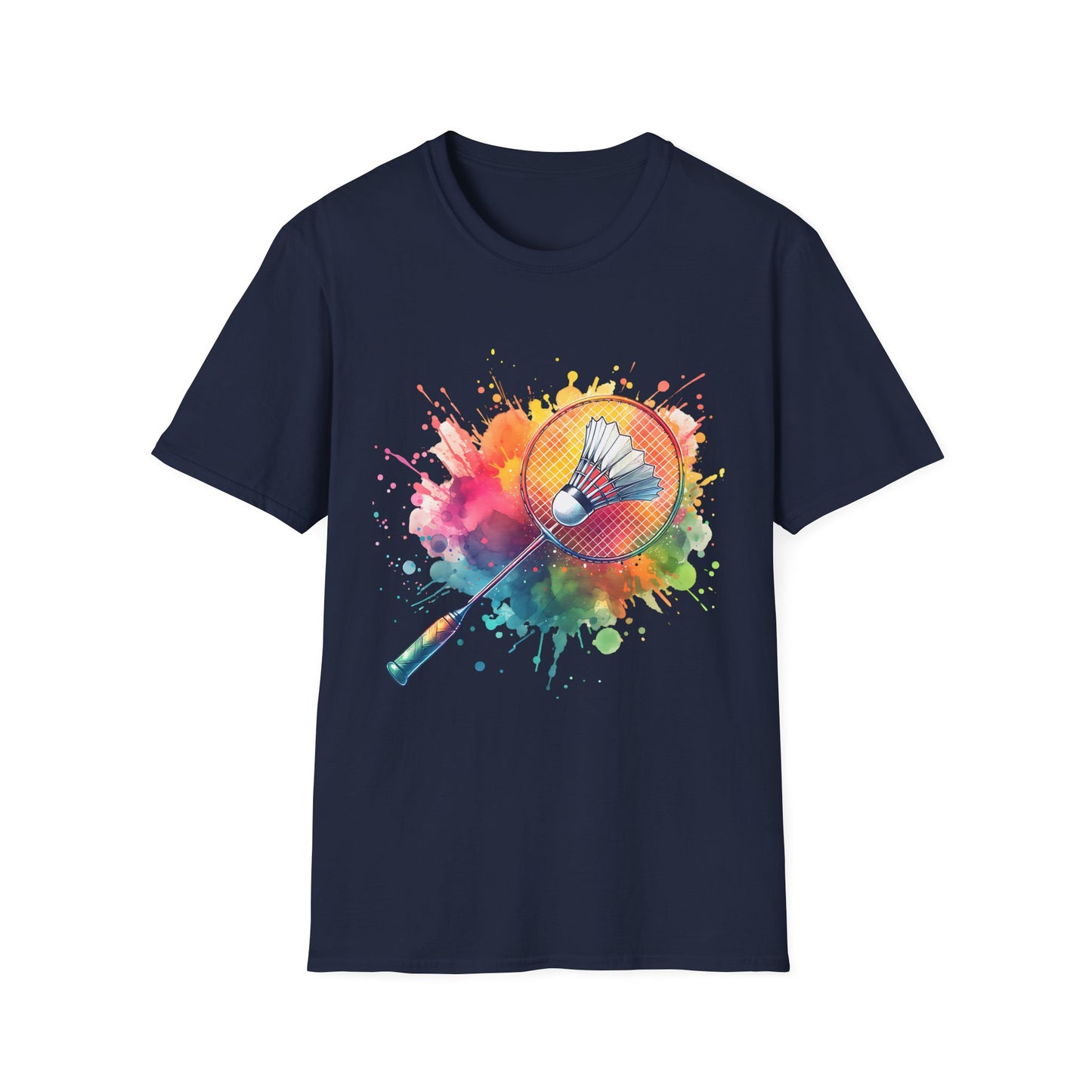 Badminton Color Splat Racket T-shirt