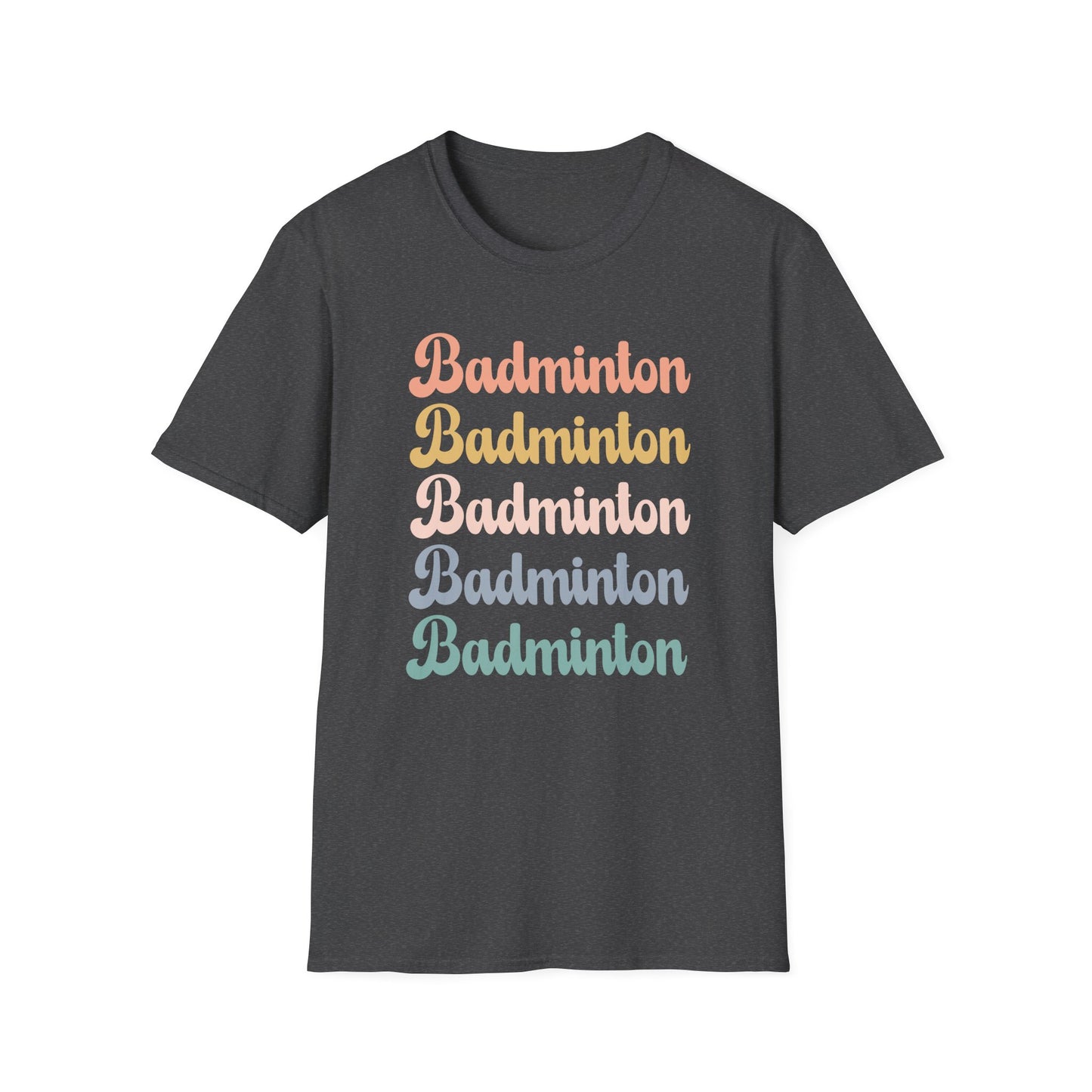 Badminton Retro Rainbow Graphic Design T-Shirt
