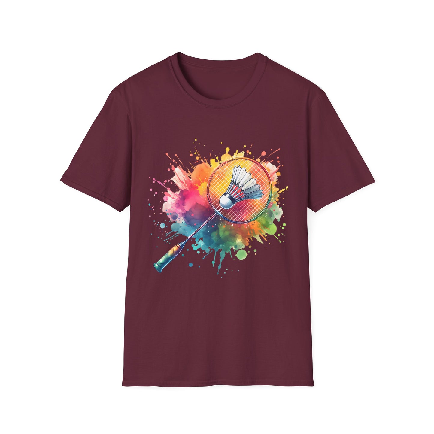 Badminton Color Splat Racket T-shirt