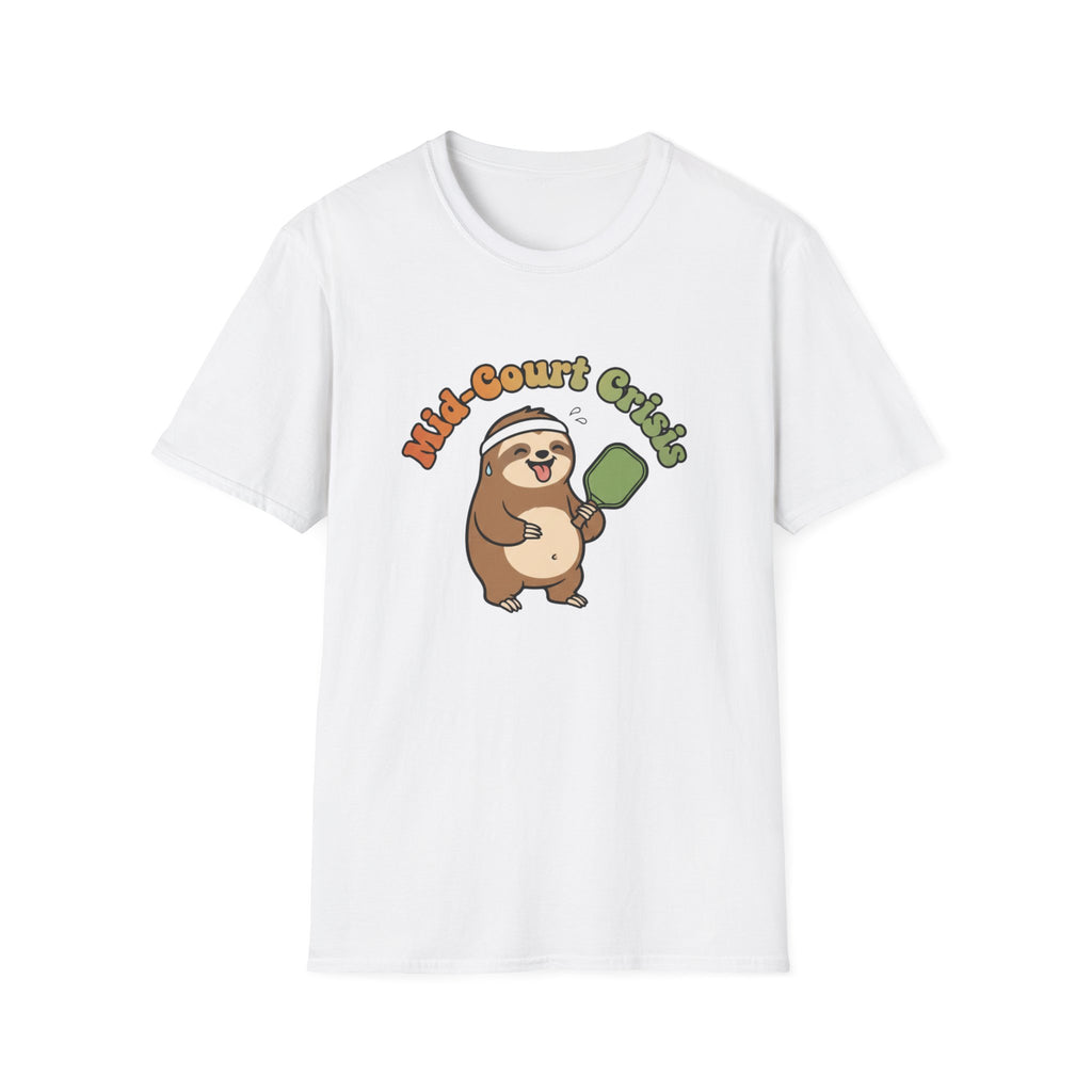 Mid-Court Crisis Sloth Pickleball T-Shirt