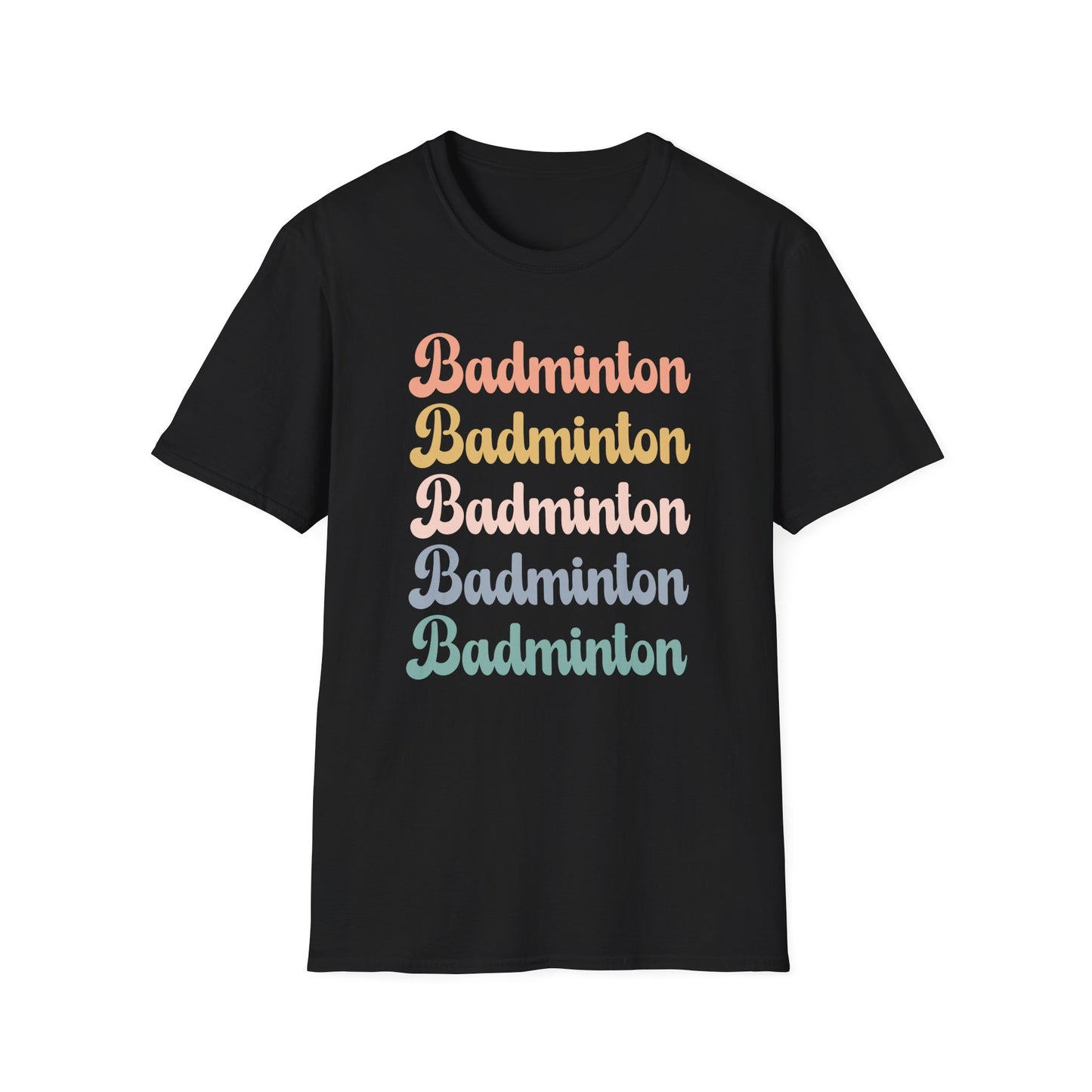 Badminton Retro Rainbow Graphic Design T-Shirt