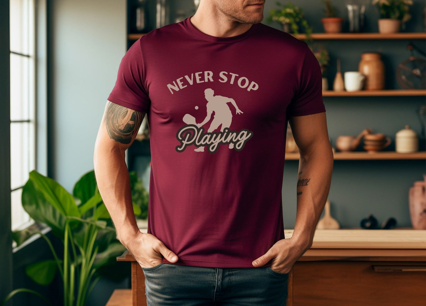 Never Stop Playing (Pickleball) T-Shirt