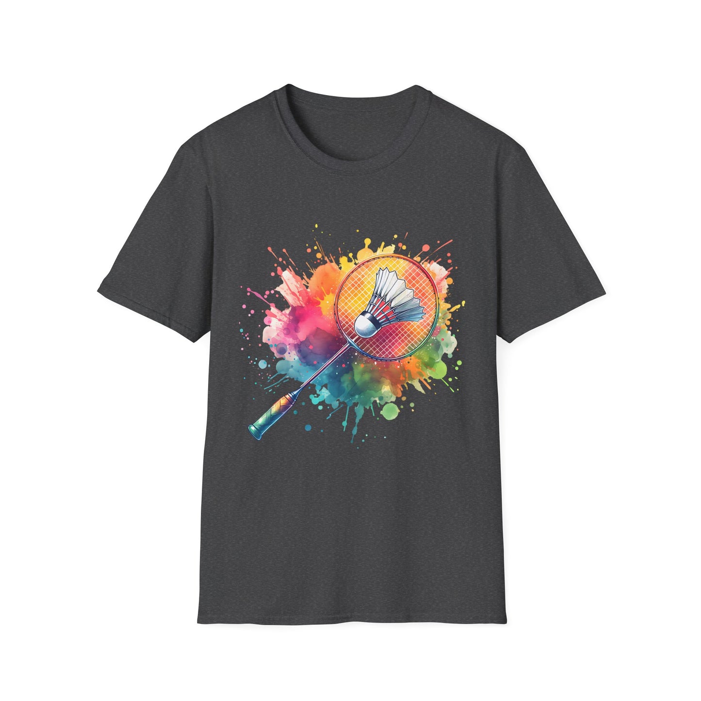 Badminton Color Splat Racket T-shirt