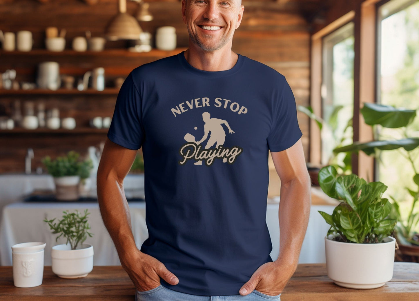 Never Stop Playing (Pickleball) T-Shirt