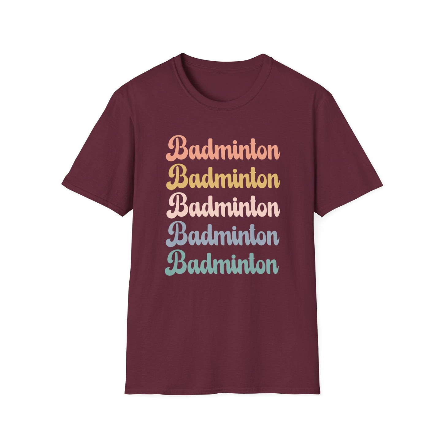 Badminton Retro Rainbow Graphic Design T-Shirt