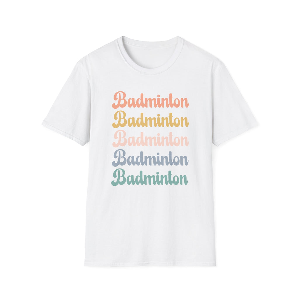 Badminton Retro Rainbow Graphic Design T-Shirt