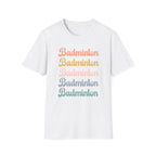 Badminton Retro Rainbow Graphic Design T-Shirt