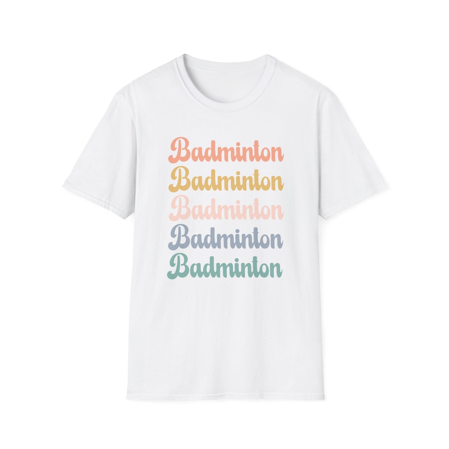 Badminton Retro Rainbow Graphic Design T-Shirt