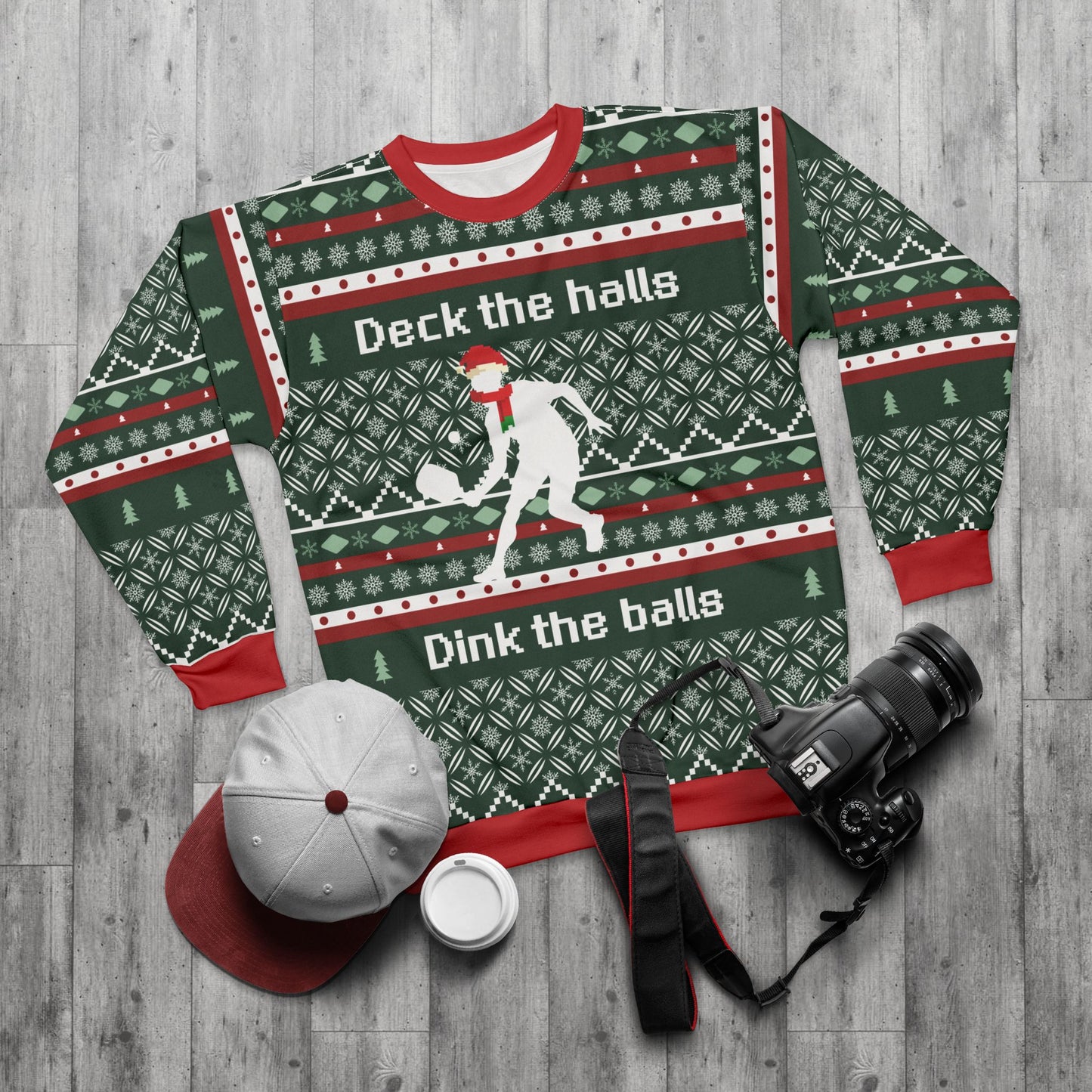 Deck the Halls, Dink the Balls Pickleball Sweatshirt -- Festive Pickleball Sweatshirt