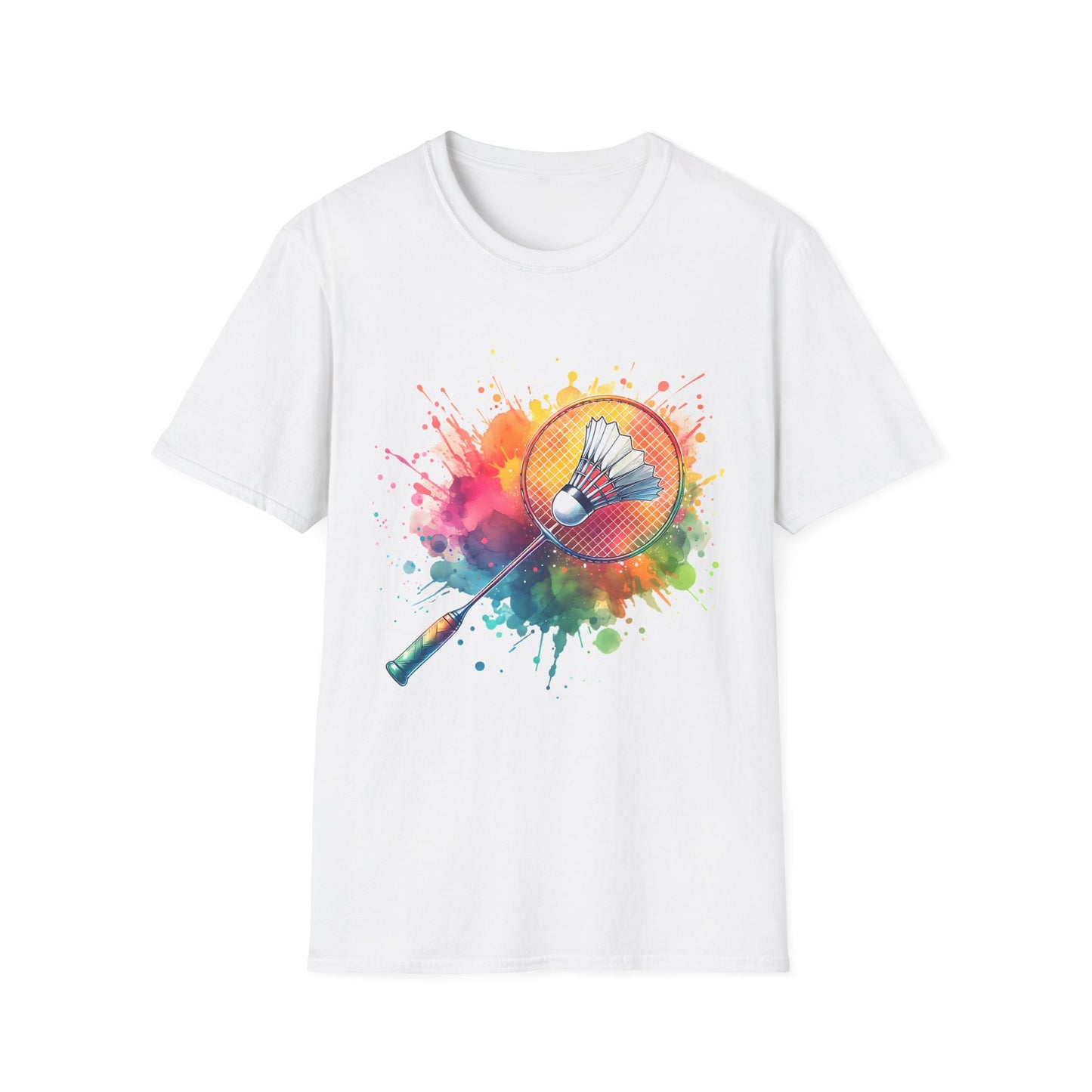 Badminton Color Splat Racket T-shirt
