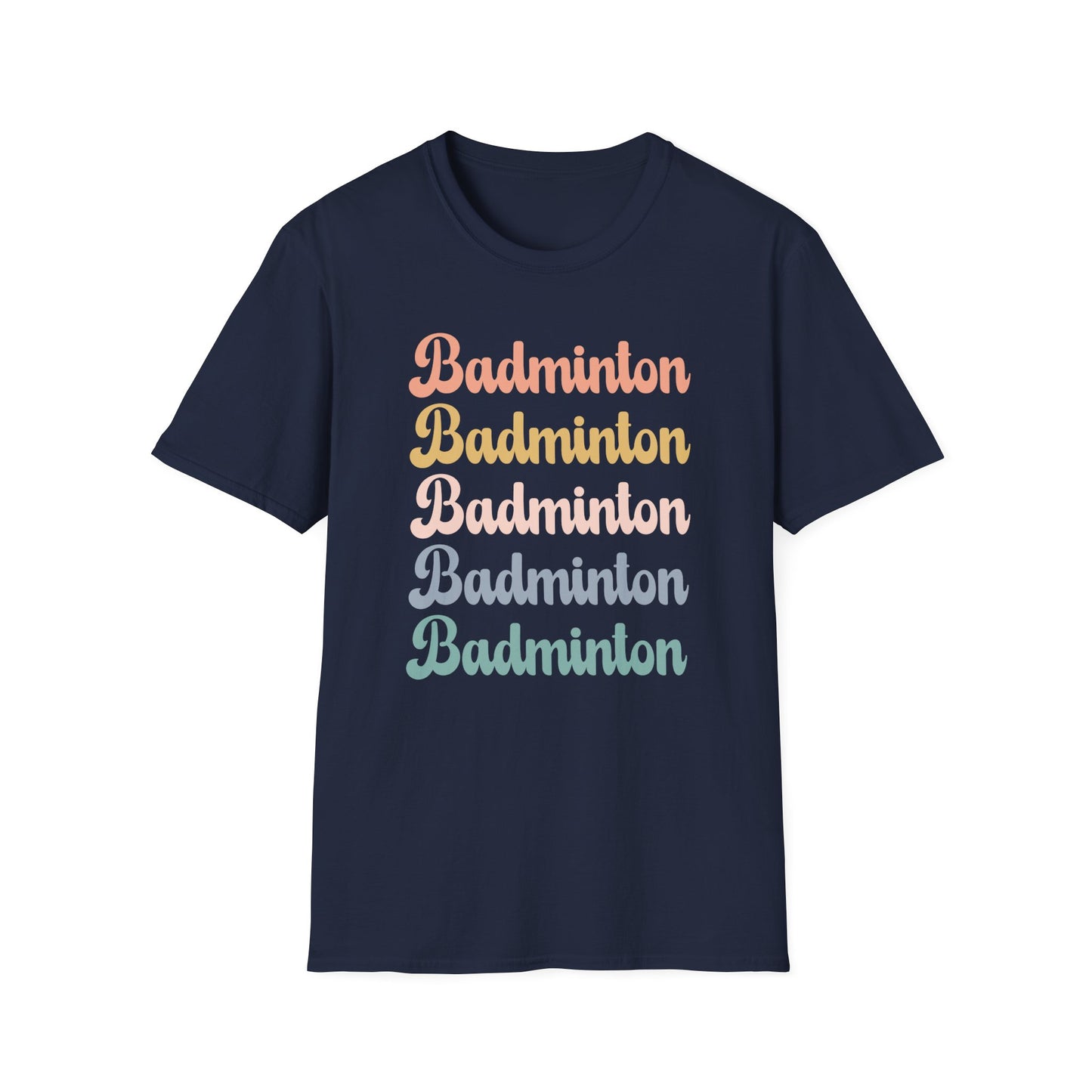Badminton Retro Rainbow Graphic Design T-Shirt