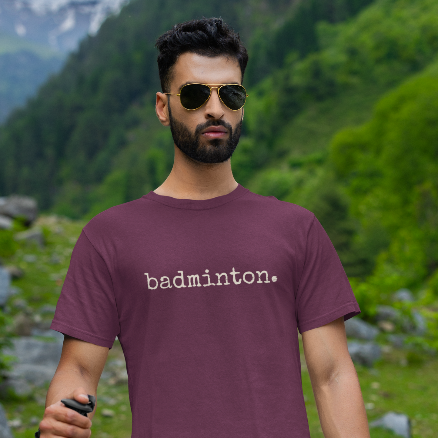 Badminton Retro Typwewriter Font Tee
