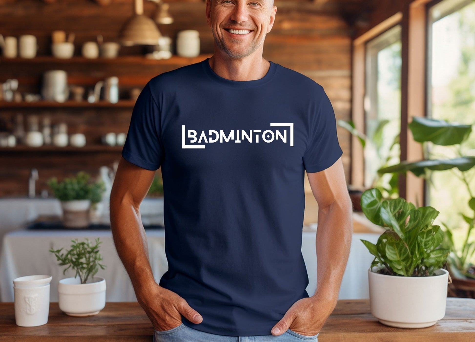 Badminton Square Design T-shirt