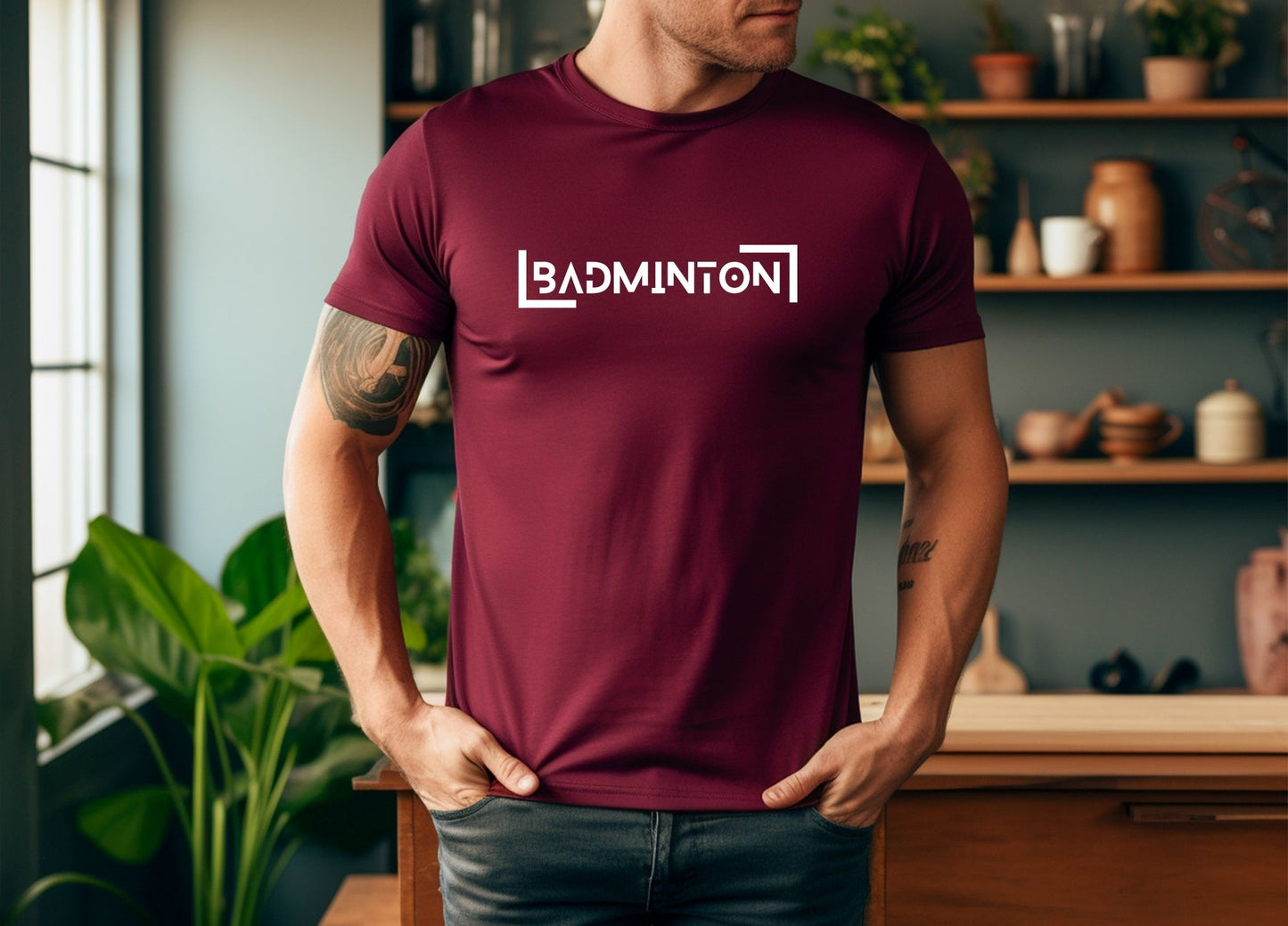 Badminton Square Design T-shirt