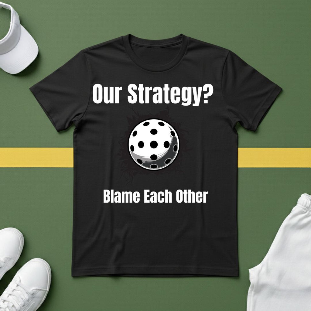 Our Strategy? Blame Each Other Pickleball T-Shirt