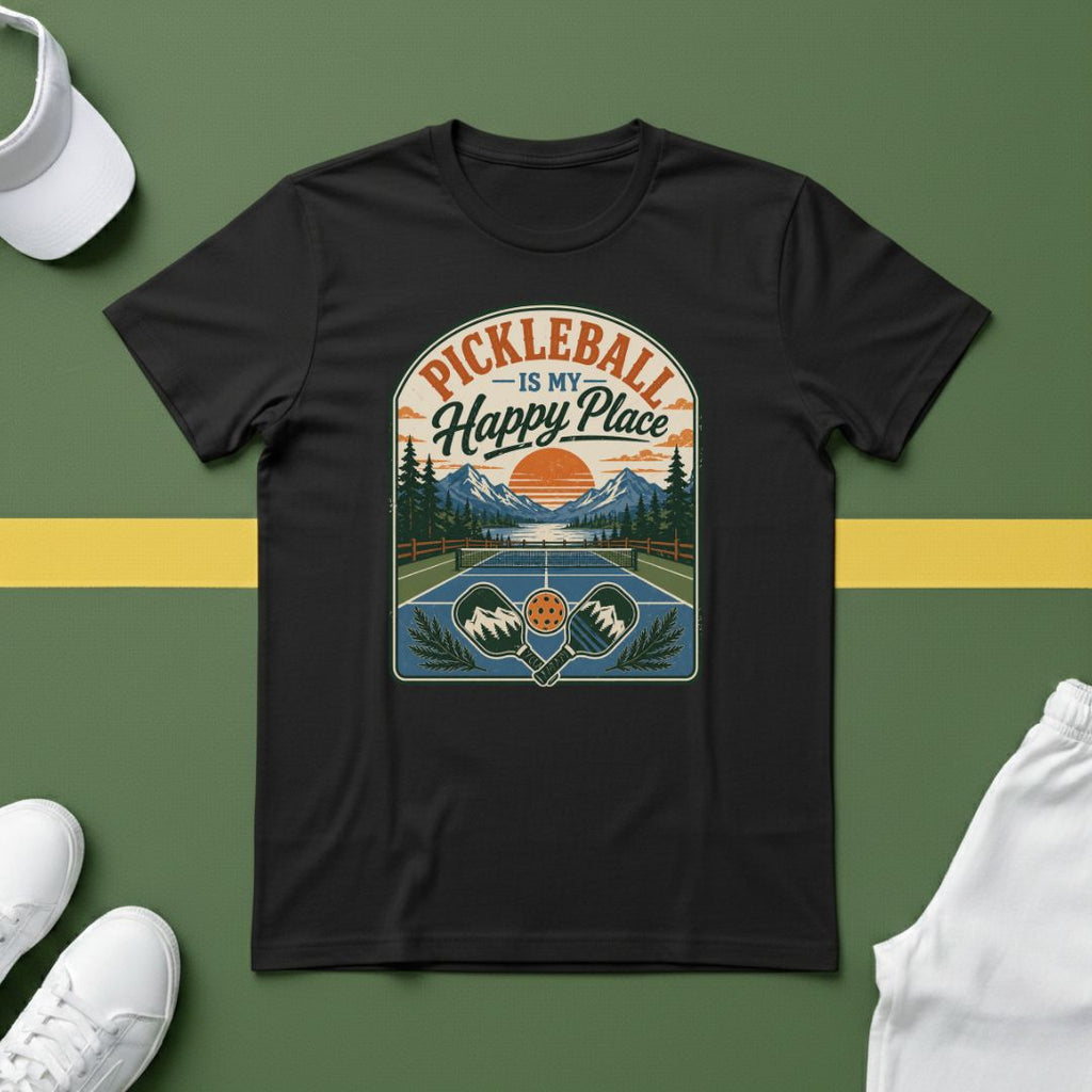 Pickleball is My Happy Place Mountains T-Shirt