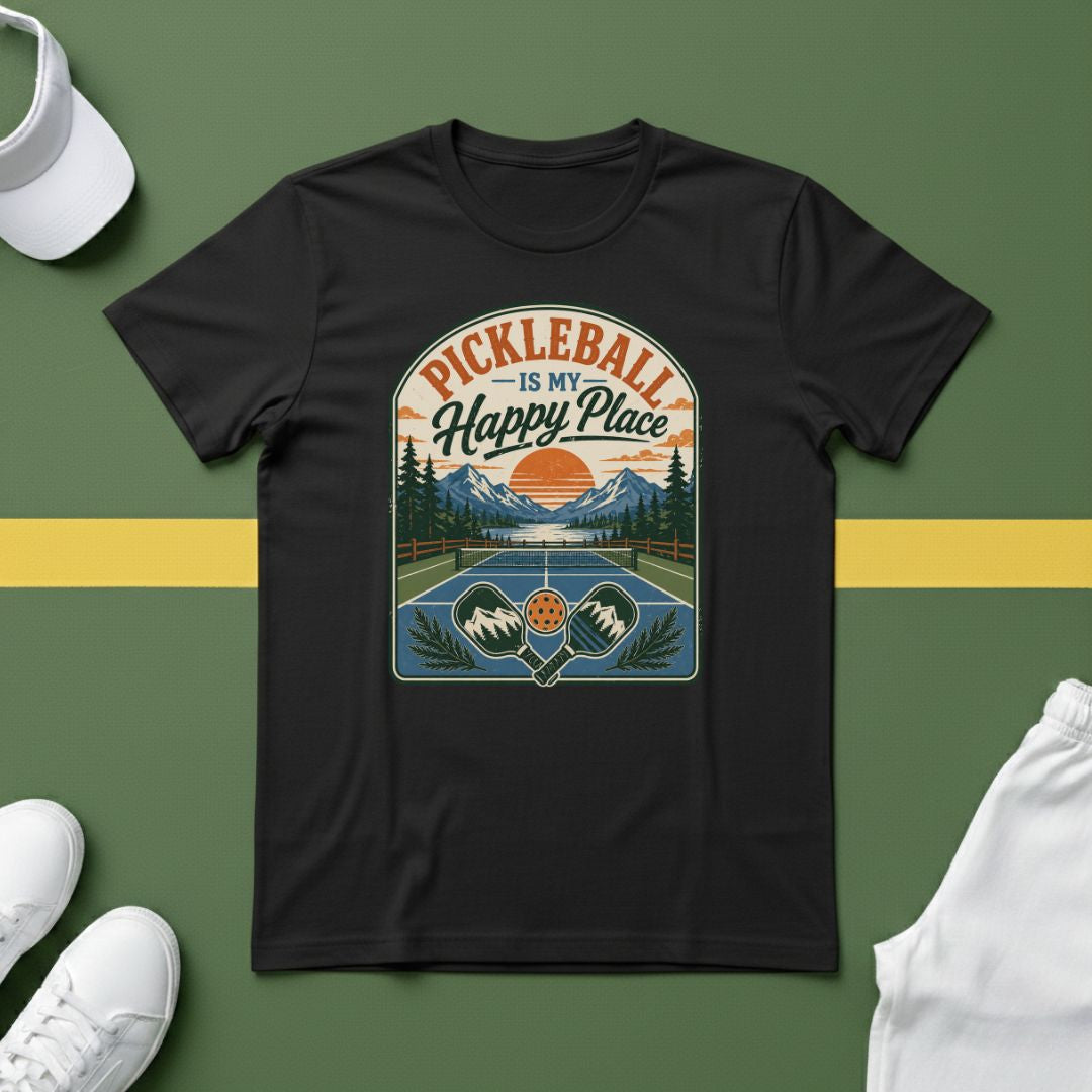 Pickleball is My Happy Place Mountains T-Shirt