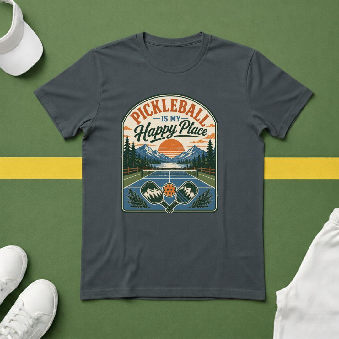 Pickleball is My Happy Place Mountains T-Shirt