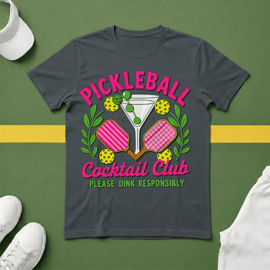 Pickleball Cocktail Club - Please Dink Responsibly T-Shirt