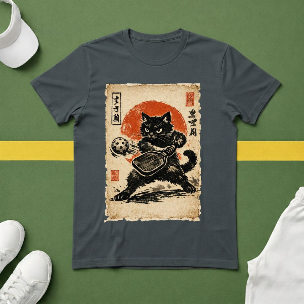 Japanese Cat Vintage Art Pickleball T-Shirt