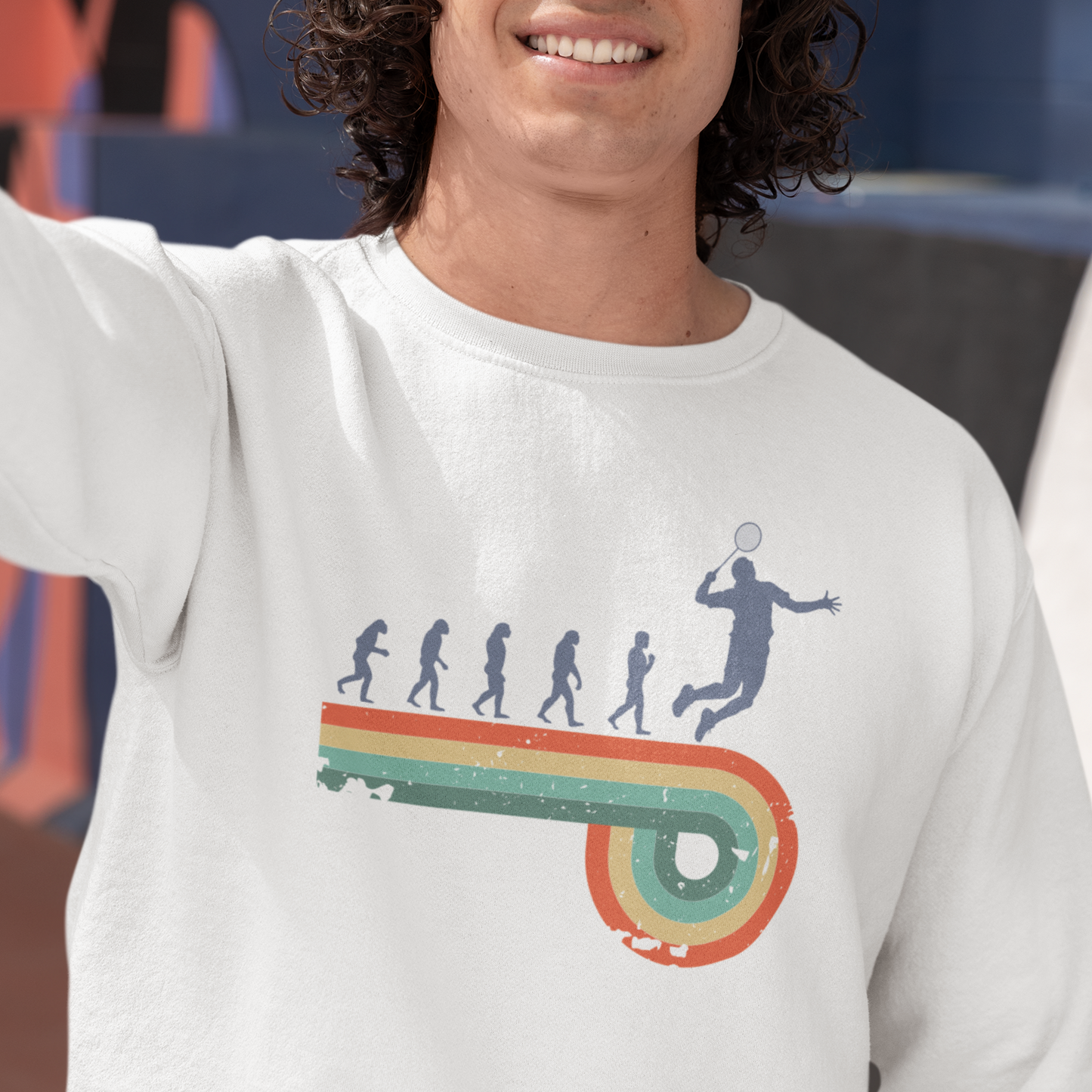 Evolution of badminton man Sweatshirt