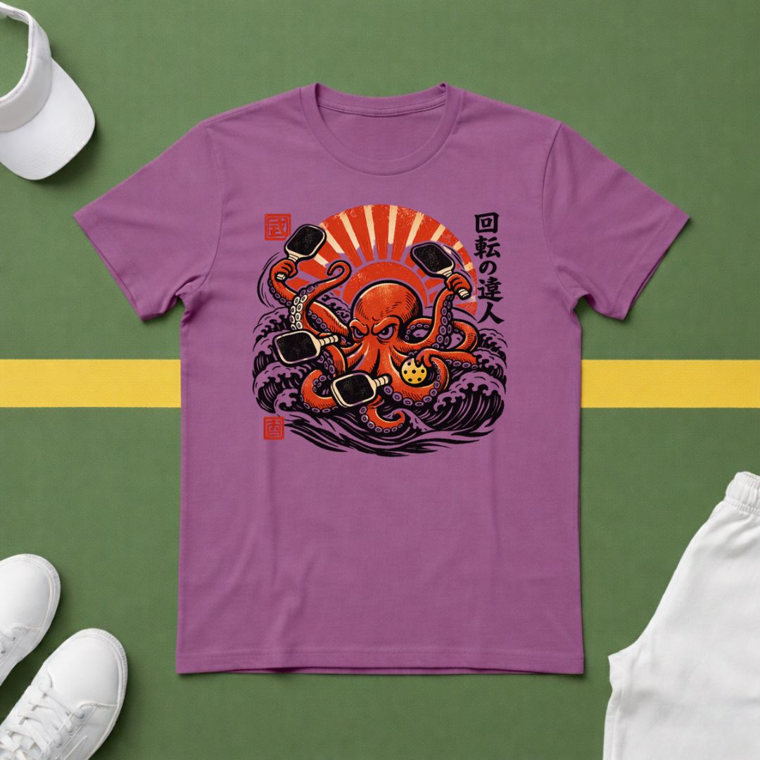Pickleball Octapus Woodcut T-Shirt