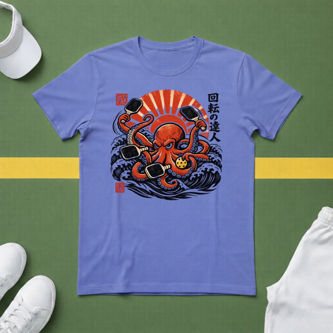 Pickleball Octapus Woodcut T-Shirt