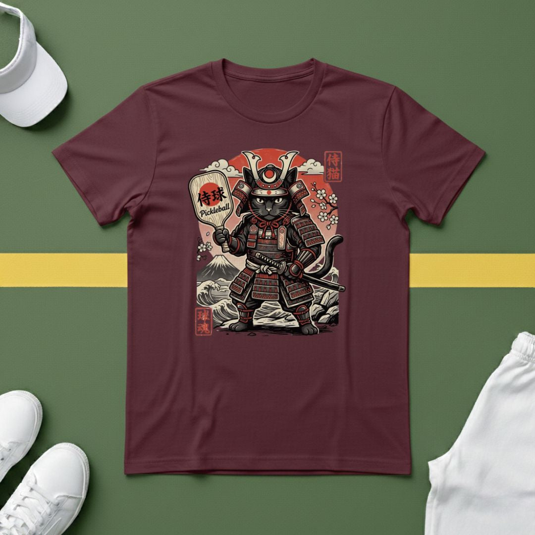 Samurai Pickleball Cat T-Shirt