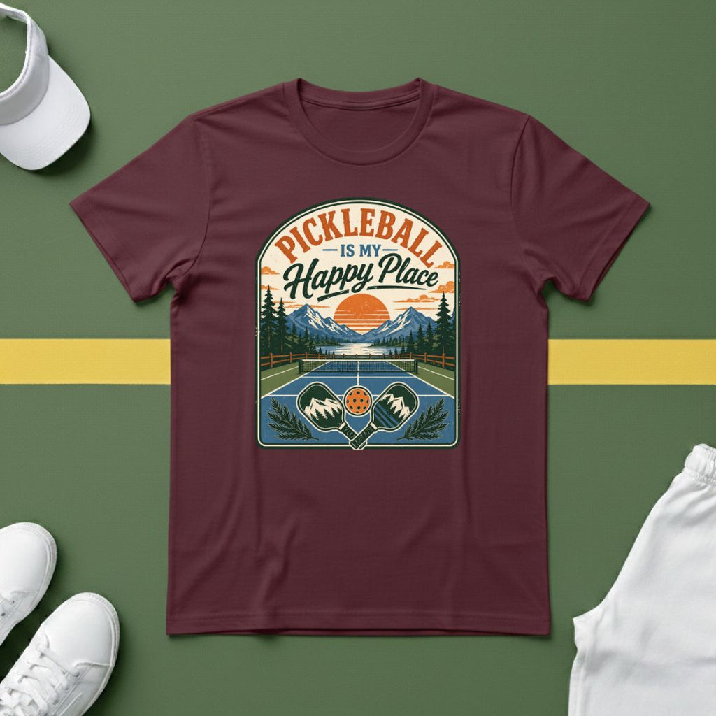 Pickleball is My Happy Place Mountains T-Shirt