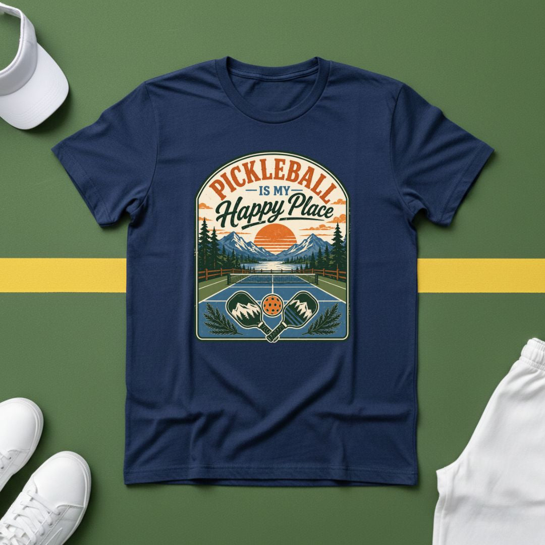 Pickleball is My Happy Place Mountains T-Shirt