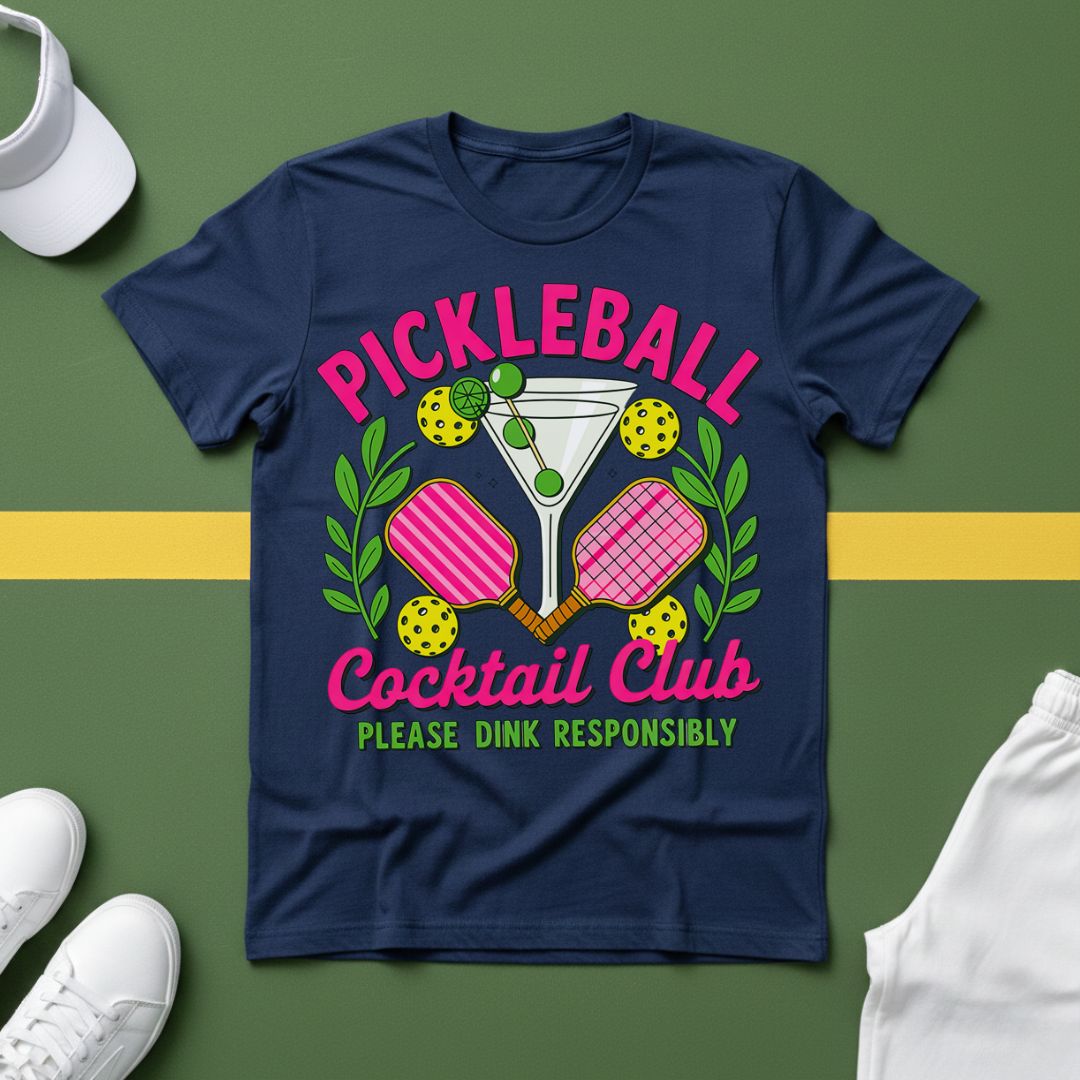 Pickleball Cocktail Club - Please Dink Responsibly T-Shirt
