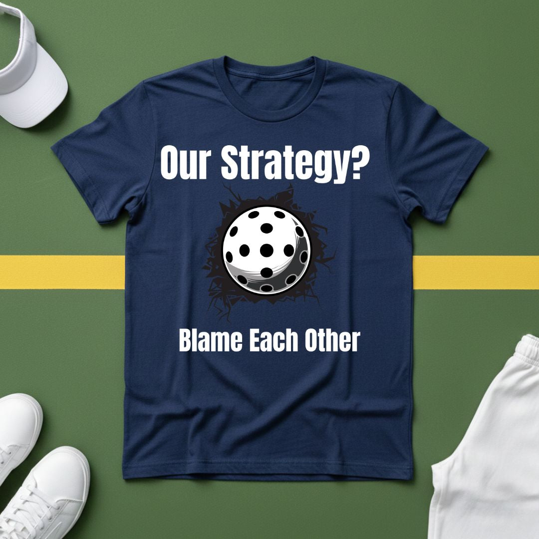 Our Strategy? Blame Each Other Pickleball T-Shirt