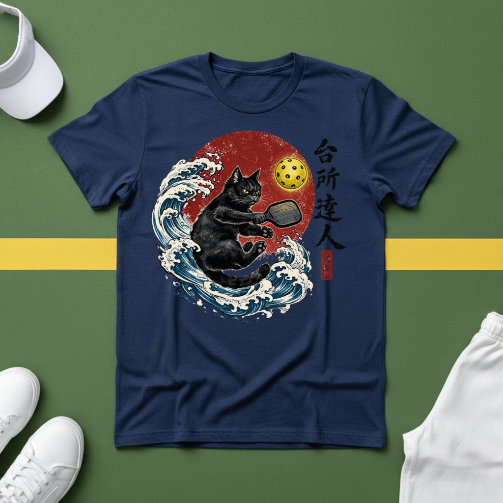 Japanese Wave Pickleball Cat T-Shirt