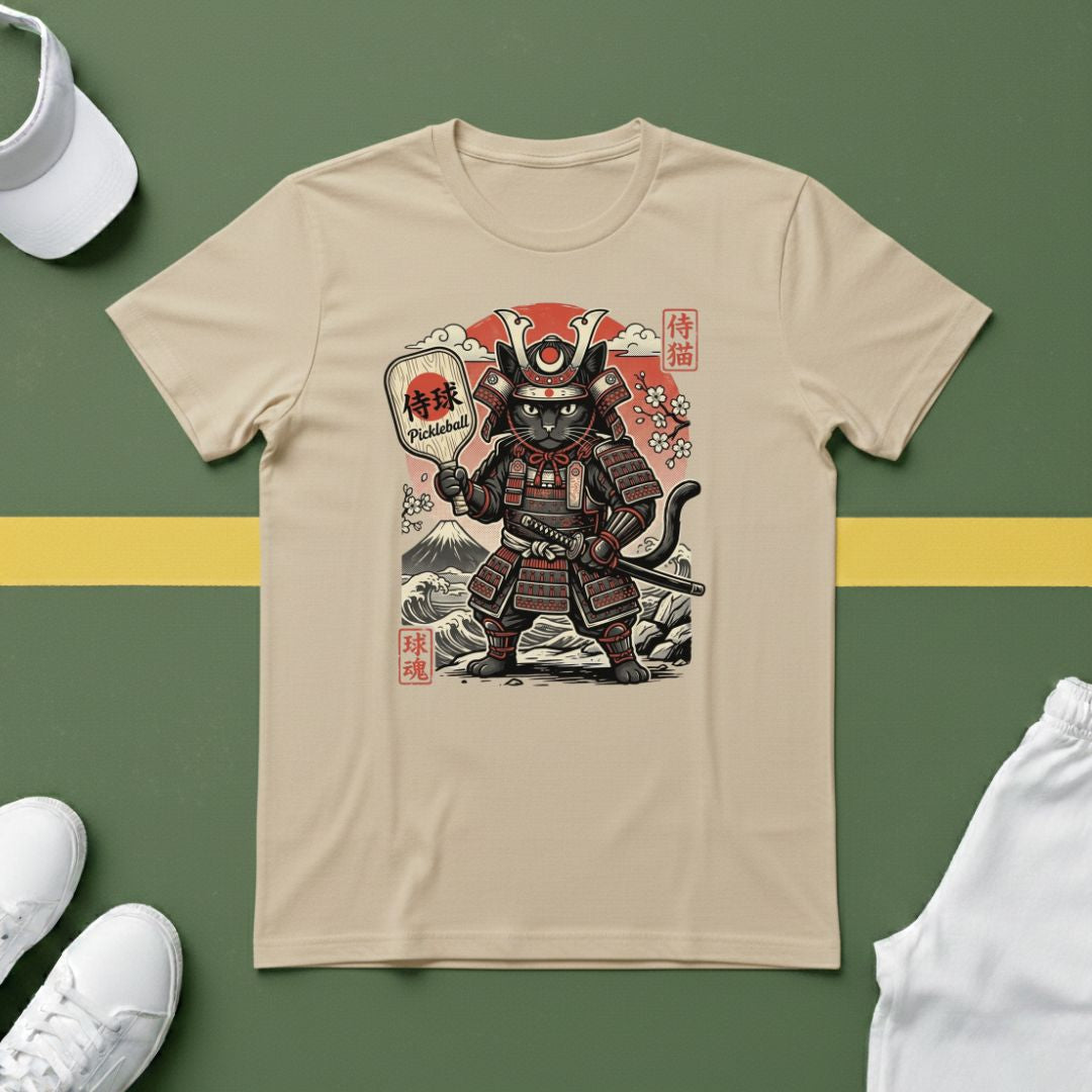 Samurai Pickleball Cat T-Shirt