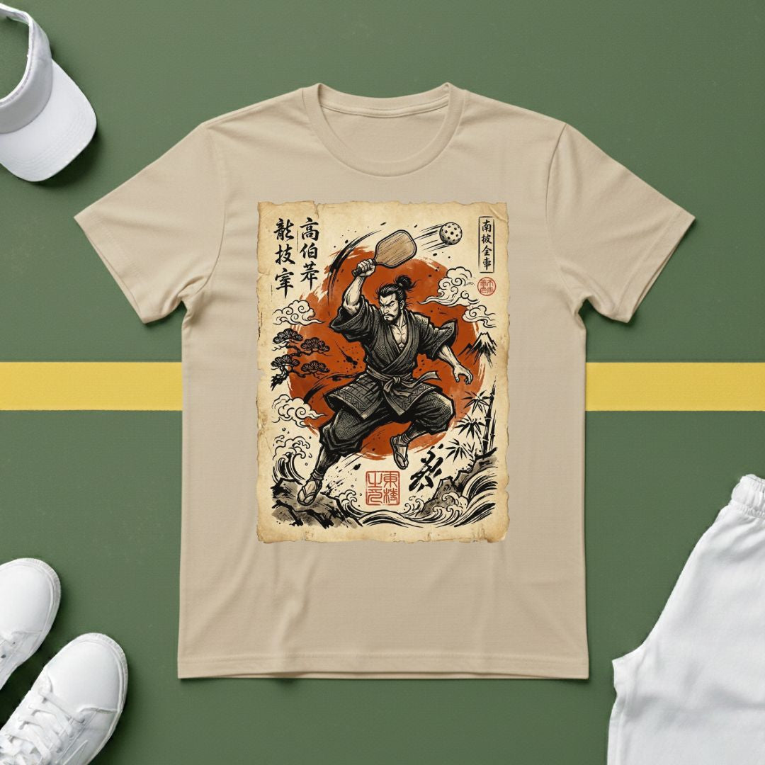 Pickleball Samurai Warrior Vintage Art T-Shirt