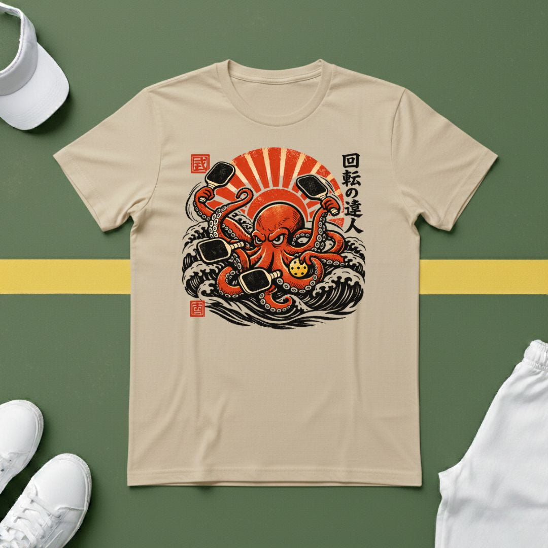Pickleball Octapus Woodcut T-Shirt
