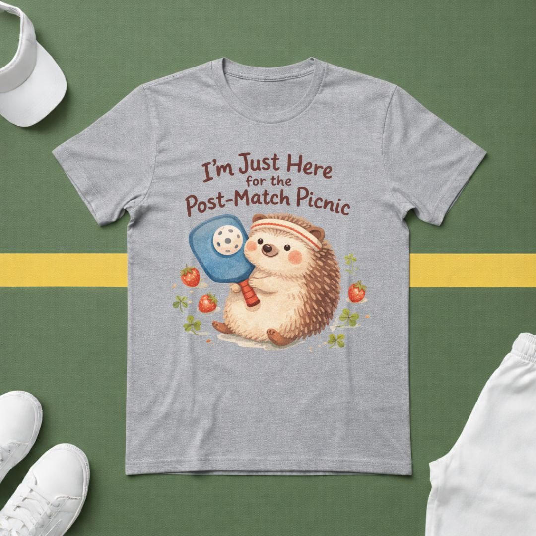 I'm Just Here for the Post-Match Picnic Pickleball T-Shirt
