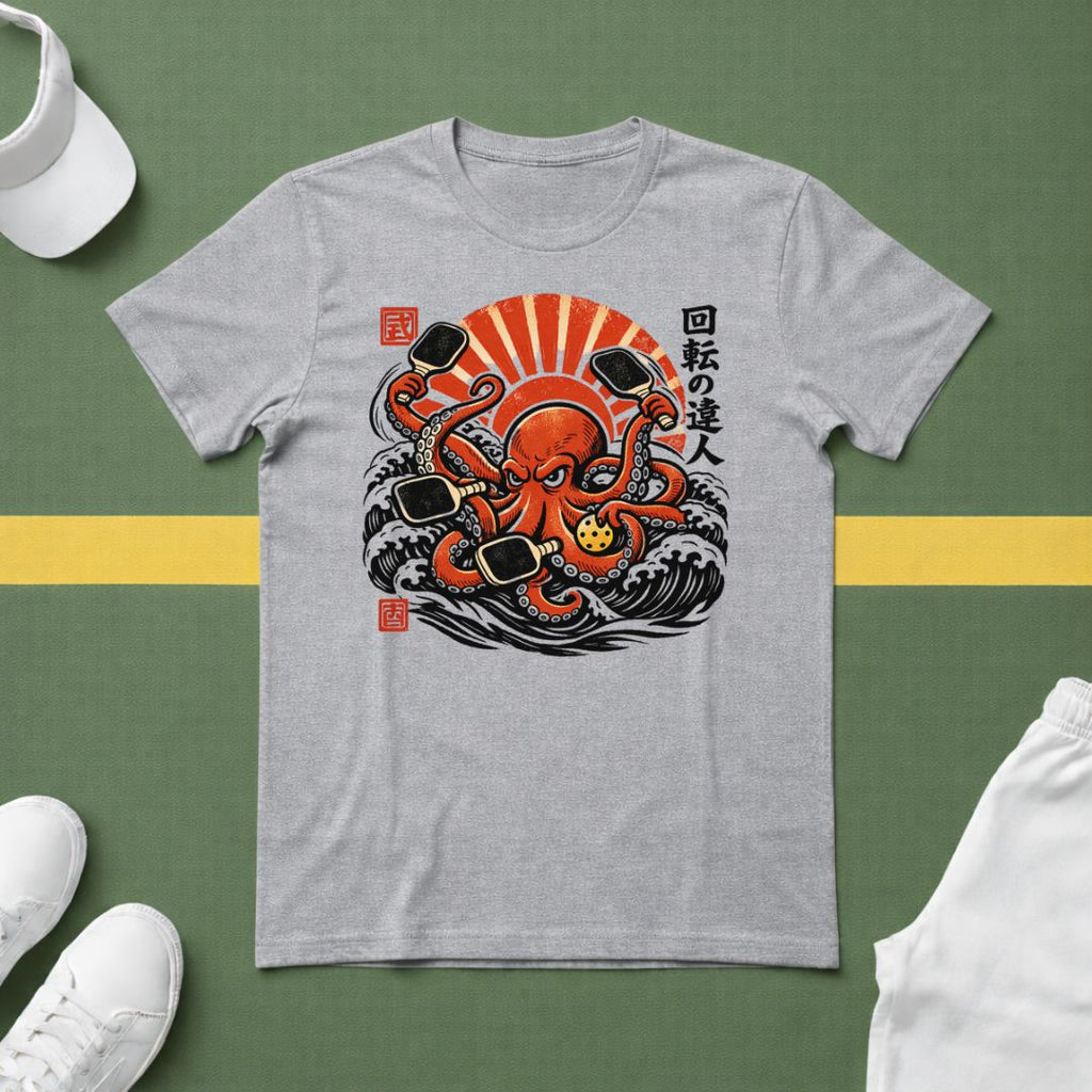 Pickleball Octapus Woodcut T-Shirt
