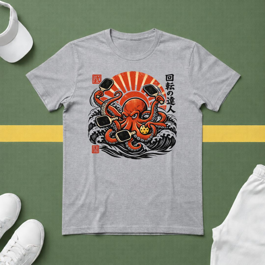 Pickleball Octapus Woodcut T-Shirt