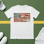 American Flag Quilt Style T-Shirt (Printed Design, Not Quilted)