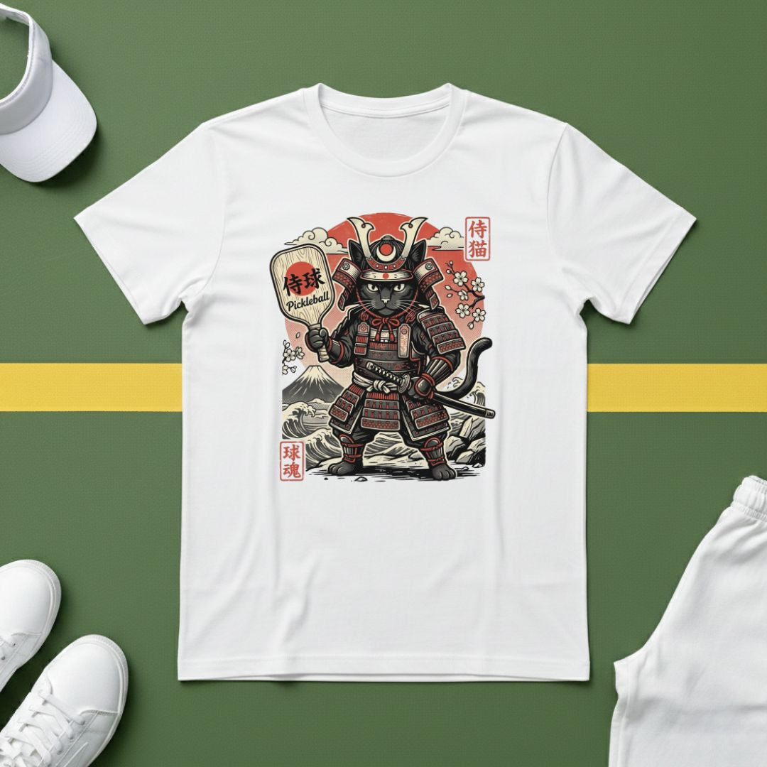 Samurai Pickleball Cat T-Shirt