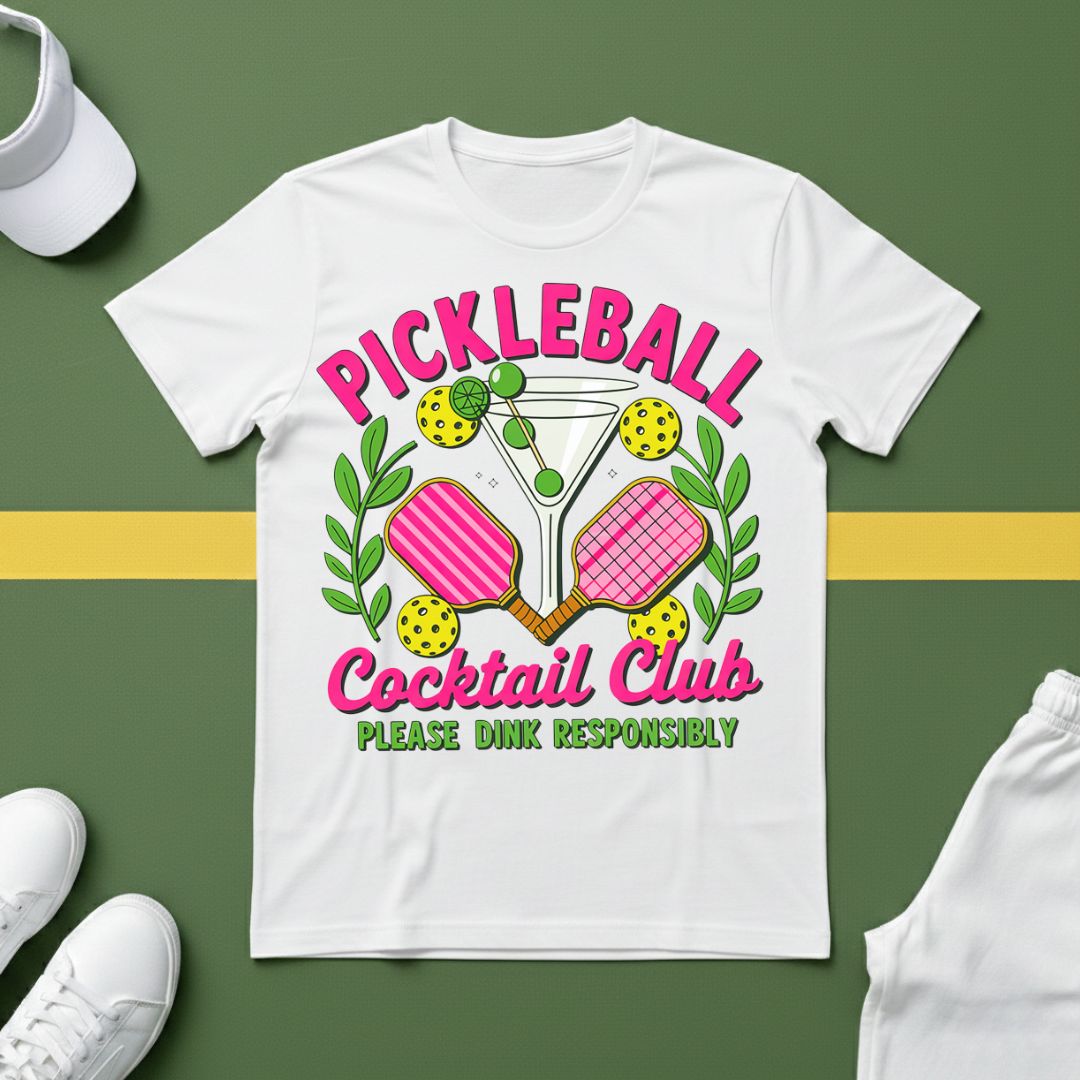 Pickleball Cocktail Club - Please Dink Responsibly T-Shirt