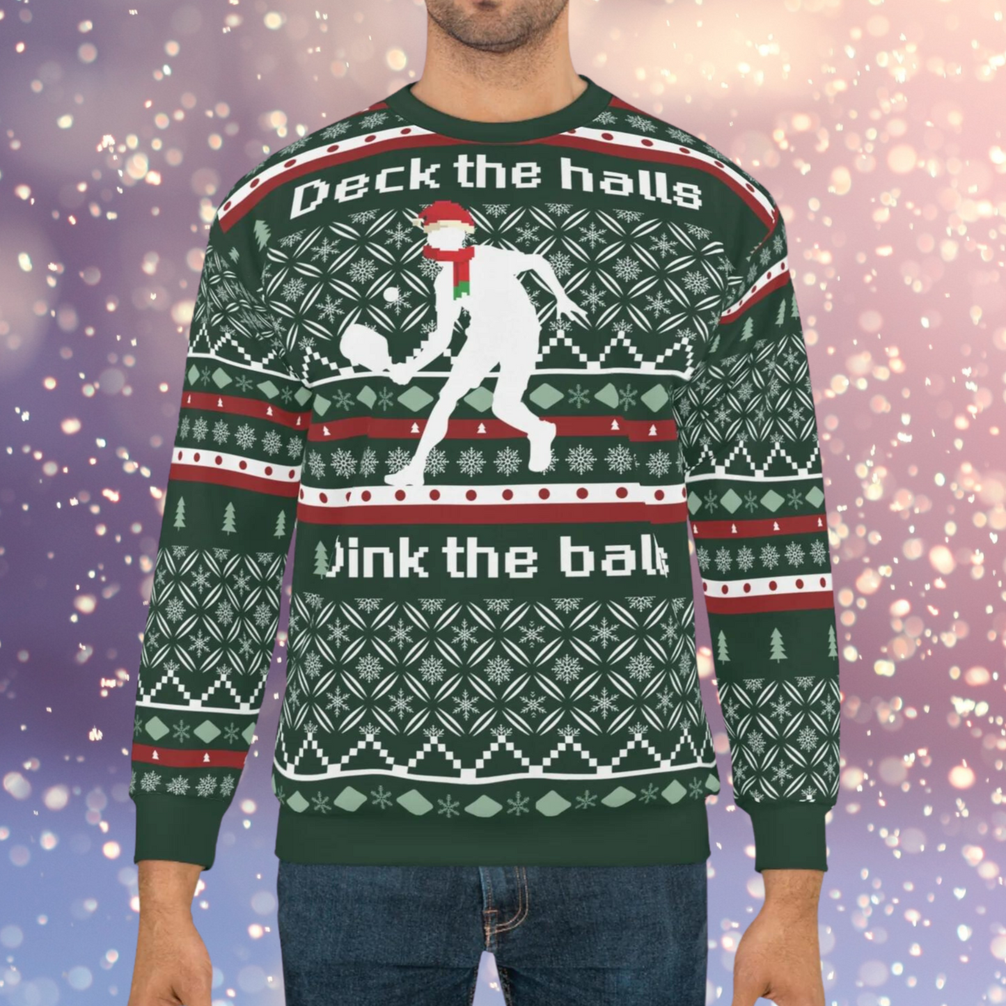 Deck the Halls and Dink the Balls Pickleball Ugly Christmas Sweatshirt